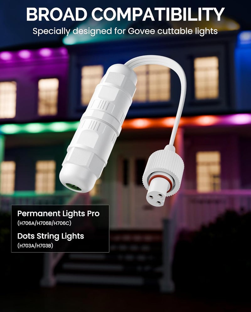 CybeRoad Splice Connector Input for Govee Cuttable Outdoor Lights — Compatible with Govee H706A, H706B, H706C, H703A, H703B, Waterproof Extension Cable Wire Connector Female - Image 2